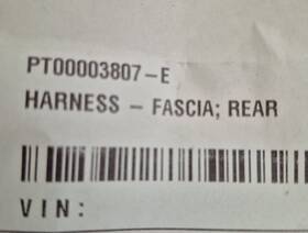 Pt00003807-e Rivian R1s Rear Fascia Bumper Wiring Harness Oem New