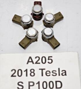 112750209c Tesla 2016-2020 Oem Model S Rear Bumper Parking Sensor Silver Set Of 5 Note