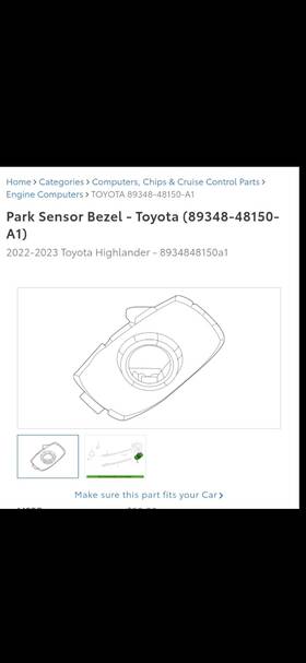 89348-48150-a1 Toyota 1 Park Sensor Bezel - Highlander Pearl White Color