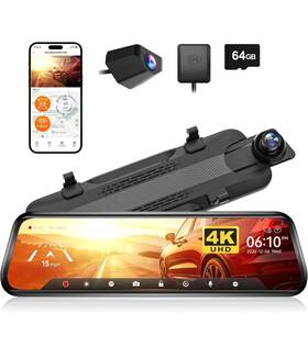Mir34100 Wolfbox G930 10 Inch Rear View Mirror Camera With 5.8ghz Wifi 4k Dash Cam