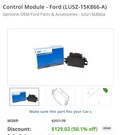 LU5Z15866A Parking Aid System Module. Fixed Price $85.00.