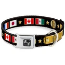 Dog Collar Bone Champion Belt/flags/stars Black/golds Medium 11-16.5". Fixed Price $29.63.