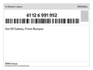 Genuine Bmw Set Of Cables, Front Bumper 61-12-6-991-952 New. Fixed Price $328.84.