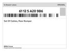 Genuine Bmw Set Of Cables, Rear Bumper 61-12-5-A20-9B6 New. Fixed Price $199.60.